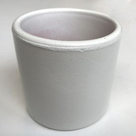 Mini pot terre rond émaillé blanc - 5,5 cm