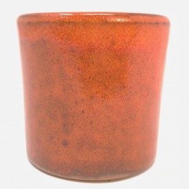 Mini pot terre rond émaillé orange - 5,5 cm