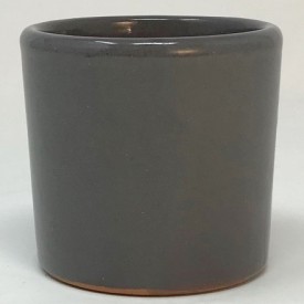 Mini pot terre rond émaillé gris - 5,5 cm